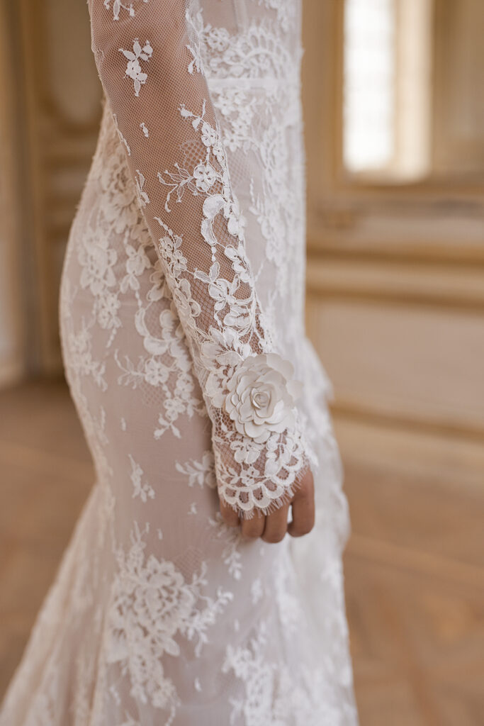 Lace wedding gown with sleeves