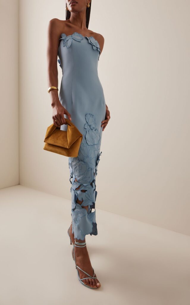 Leo Lin Rayna Appliqué Bustier Maxi Dress - Baby Blue